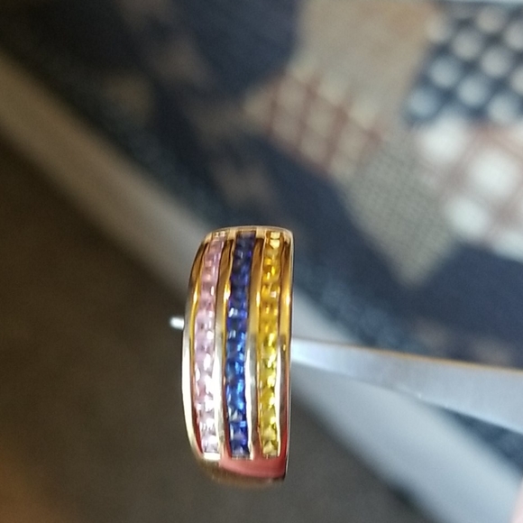 10k gold colors of sapphire band ring size 7.5 - Picture 3 of 8